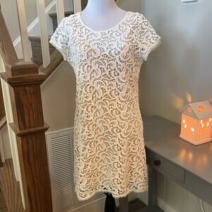 Anthropologie Hiche White Crochet Lace Dress Size Small